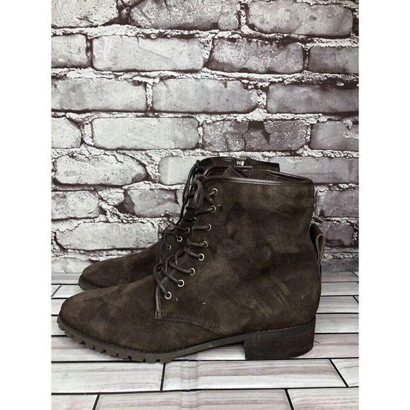 Blondo Brown Suede Leather Waterproof Ankle Lace Up Side Zip Boots Women Sz 10M - Picture 16 of 16